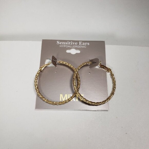 MIXIT Women’s Gold-Tone Twisted Rope Hoop Earrings – 1.5" Hypoallergenic Jewelry - Picture 5 of 11